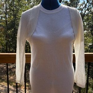 Elegant Cream Long Sleeve Wynne Layers Knit Shrug
